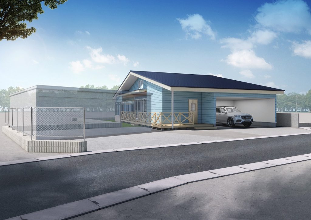 カバードポーチを付けたアメリカンハウス